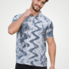 Mecro Knit Abstract Prints Polo T-Shirt - Print 4