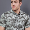 All over Print Woven Knit Polo T-Shirt - Print 1