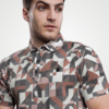 All over Print Woven Knit Polo T-Shirt - Print 3