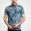 All over Print Woven Knit Polo T-Shirt - Print 4