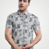 All over Print Woven Knit Polo T-Shirt - Print 5