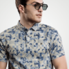 All over Print Woven Knit Polo T-Shirt - Print 8