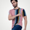 Cord Knit Vertical Stripe Roundneck T-Shirt - Print 7